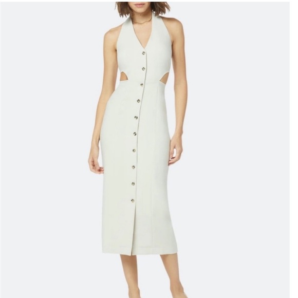 NWT Favorite Daughter Vest Cut Out V-Neck Backless Ivory Button Front Dress 12 - Picture 1 of 13